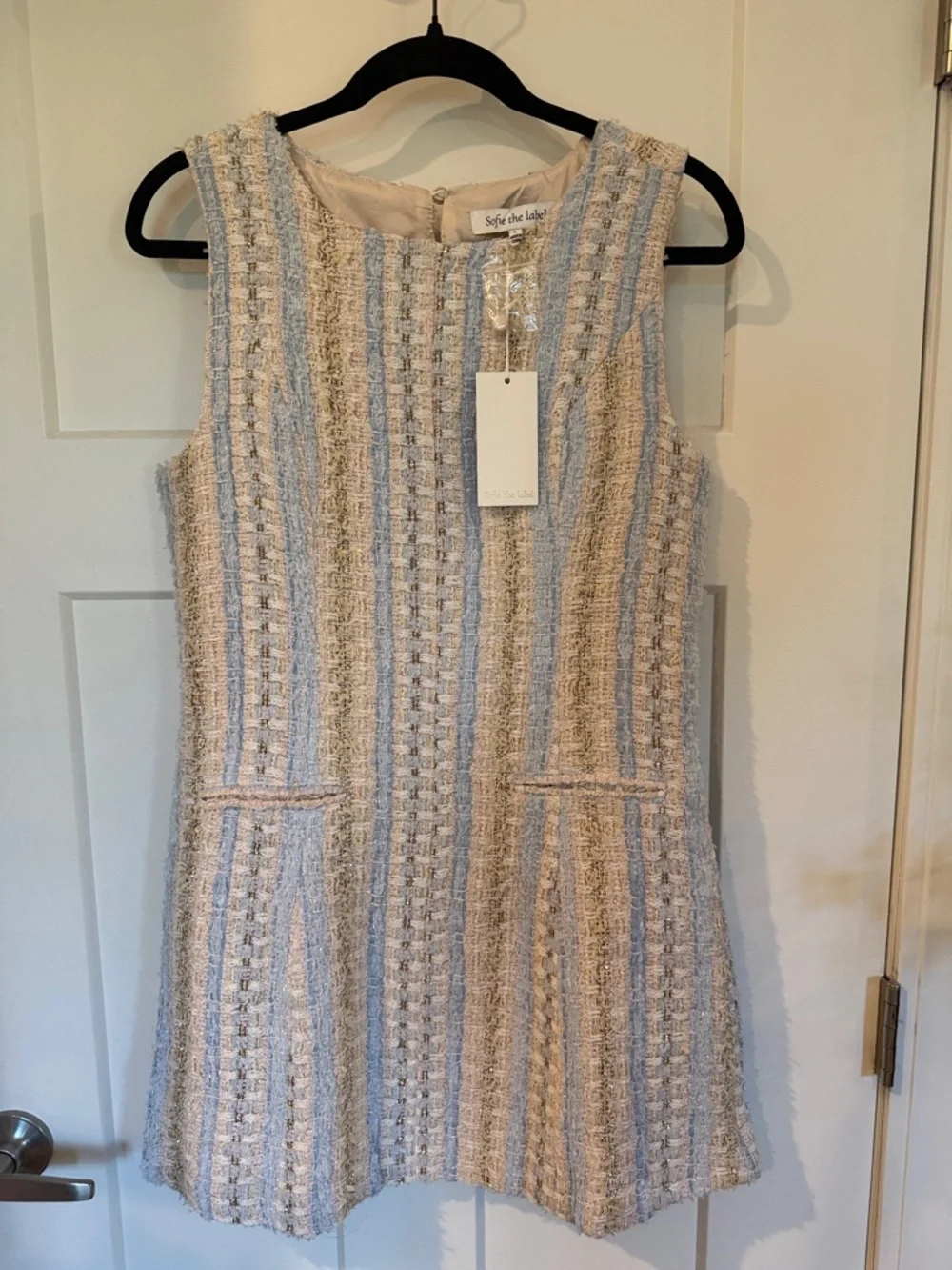 NWT Sofie the Label Tweed Mini Dress | Sleeveless | Textured Stripe - Picture 1 of 4
